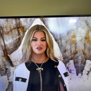 Chic Black and White Cardigan with Gold Buttons